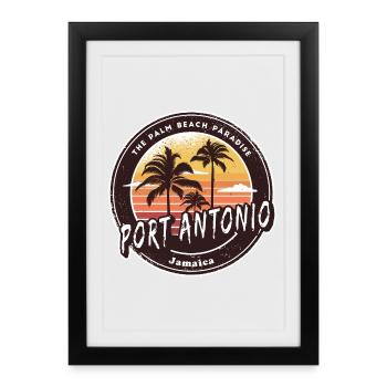 Port Antonio Jamaica – Caribbean Island Paradise - Framed poster (27 × 37 cm) - black - Front