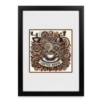 Ambiance de café vintage - Affiche encadrée (27 × 37 cm) - noir - Devant