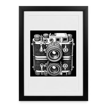 Vintage Camera Engraving Style - Framed poster (27 × 37 cm) - black - Front