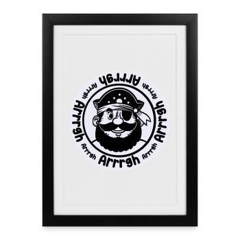 Funny pirate with eye patch - Framed poster (27 × 37 cm) - black - Front