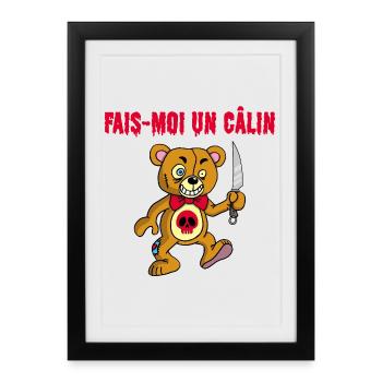 Ours en peluche psychopathe - Affiche encadrée (27 × 37 cm) - noir - Devant