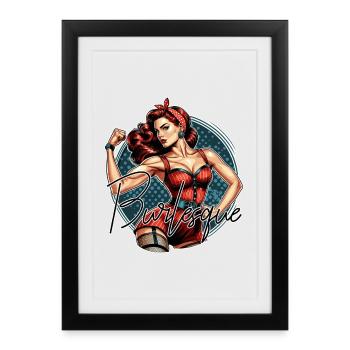 Strong Woman Burlesque Garter Suspender Lingerie Gift - Framed poster (27 × 37 cm) - black - Front