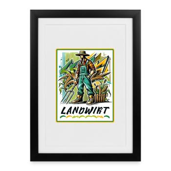 Proud farmer in graffiti style - Framed poster (27 × 37 cm) - black - Front