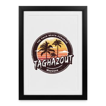 Taghazout Maroc Palmiers Design - Affiche encadrée (27 × 37 cm) - noir - Devant