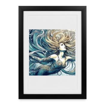 Mermaid Mermaid Blonde Art Nouveau Gift - Framed poster (27 × 37 cm) - black - Front