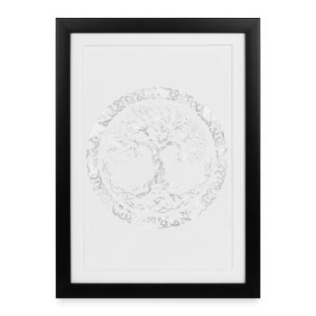 Yggdrasil arbre de vie - Affiche encadrée (27 × 37 cm) - noir - Devant
