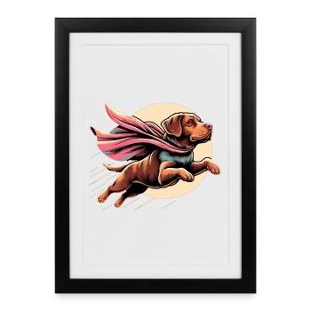 Super chien labrador brun Labi Labbi cadeau - Affiche encadrée (27 × 37 cm) - noir - Devant
