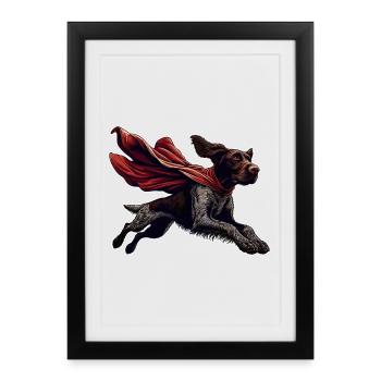 Super Dog German Wirehaired DD Pointer Gift - Framed poster (27 × 37 cm) - black - Front