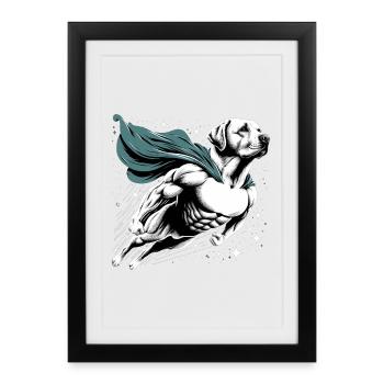 Super chien Labrador Retriever Labi Labbi Cadeau - Affiche encadrée (27 × 37 cm) - noir - Devant