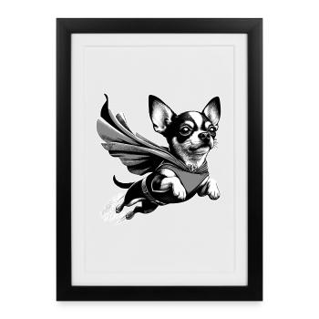 Super chien Chihuahua Chi Chis cadeau - Affiche encadrée (27 × 37 cm) - noir - Devant