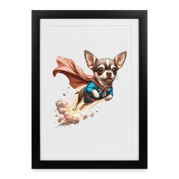 Super Dog Chihuahua Hero Cape Chi Chis Gift - Framed poster (27 × 37 cm) - black - Front