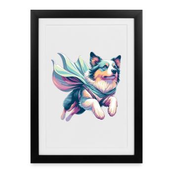 Super chien berger australien Sheppie cadeau - Affiche encadrée (27 × 37 cm) - noir - Devant