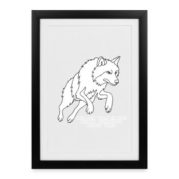 Wer den Wolf in sich kennt, fürchtet keinen Wald - Gerahmtes Poster (27 × 37 cm) - Schwarz - Vorne