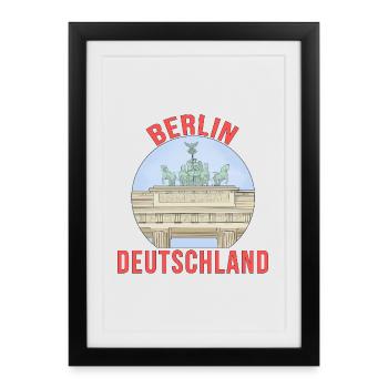 La ville de Berlin en Allemagne - Affiche encadrée (27 × 37 cm) - noir - Devant