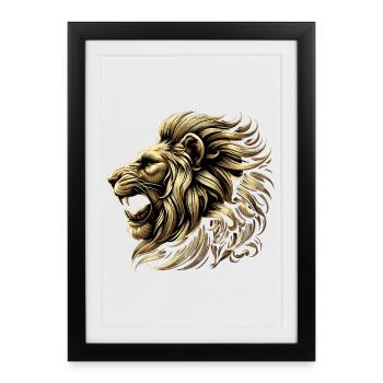 Lion Roars Gold Lion Head Strong Gift - Framed poster (27 × 37 cm) - black - Front