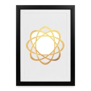 Yoga Coeur Amour Méditation Or Luxe Mandala om - Affiche encadrée (27 × 37 cm) - noir - Devant