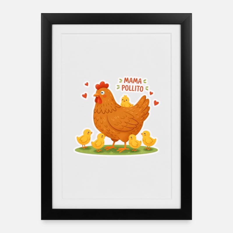 Super Mama Poule - Affiche encadrée (27 × 37 cm) - noir
