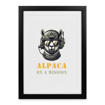 L’alpaga en action - Affiche encadrée (27 × 37 cm) - noir - Devant