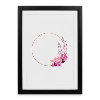 Gold frame with pink-red flowers – noble & playful - Framed poster (27 × 37 cm) - black - Front