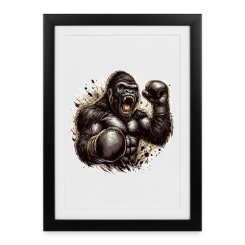 Gorilla Boxer Fighter Boxing Roars Gift - Framed poster (27 × 37 cm) - black - Front