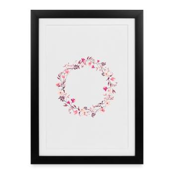 Flower wreath in pink, pink and violet - delicate & round - Framed poster (27 × 37 cm) - black - Front