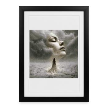 Silent encounter in the storm of thoughts - Framed poster (27 × 37 cm) - black - Front