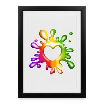 Coeur Blobs - Amour coloré - Affiche encadrée (27 × 37 cm) - noir - Devant