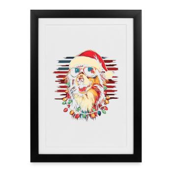 Lunettes de soleil de Noël Shetland Sheepdog Sheltie - Affiche encadrée (27 × 37 cm) - noir - Devant