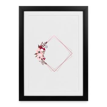 Flowers in Rectangular Frame / Pink Tones - Framed poster (27 × 37 cm) - black - Front