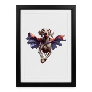 Super chien braque de Weimar Weimi Cape Cape cadeau - Affiche encadrée (27 × 37 cm) - noir - Devant