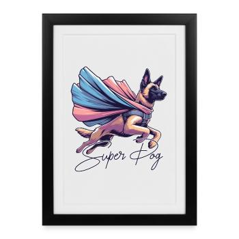 Super Dog Belgian Shepherd Cape Gift - Framed poster (27 × 37 cm) - black - Front