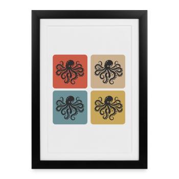 Octopus Vintage Design - Affiche encadrée (27 × 37 cm) - noir - Devant