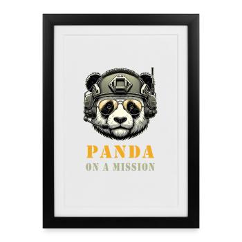Panda in Mission / Military - Framed poster (27 × 37 cm) - black - Front