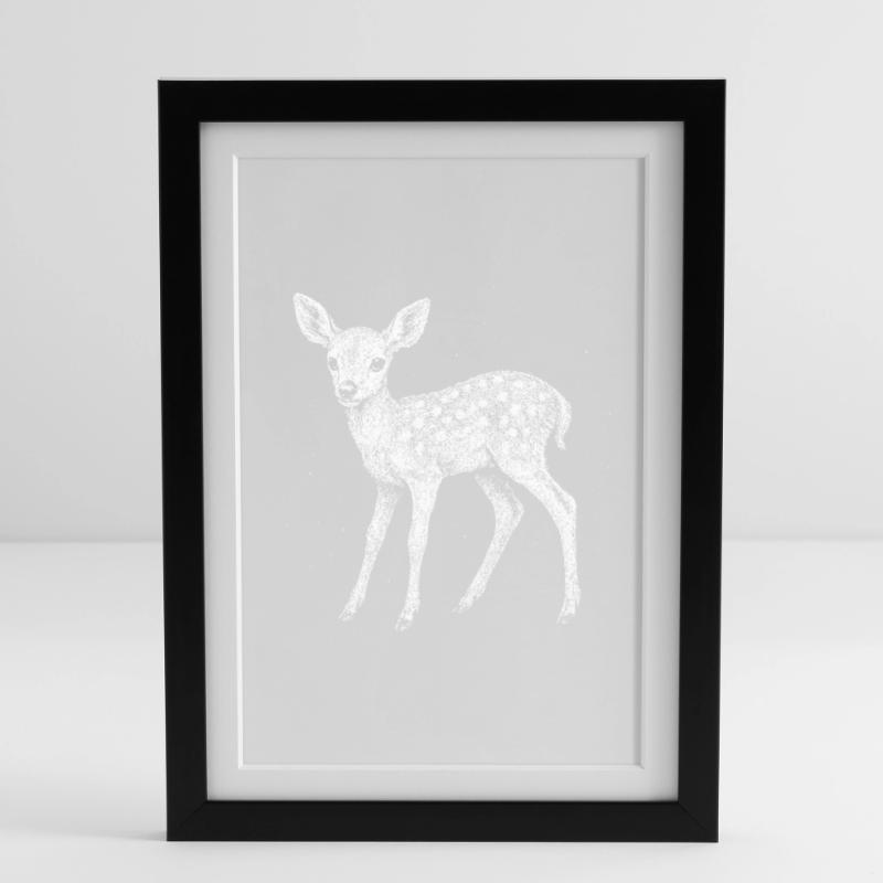 Rehkitz Gerahmtes Poster (27 × 37 cm)