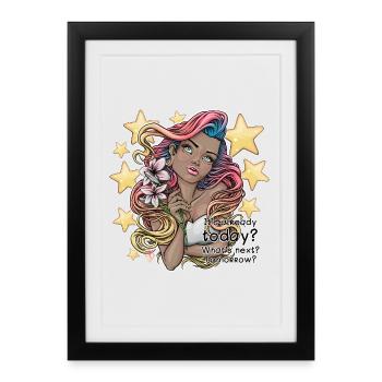 Rêveur fantaisiste avec accent floral - Affiche encadrée (27 × 37 cm) - noir - Devant