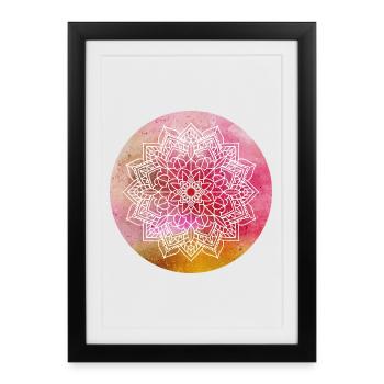 Yoga Mandala Concentration Rose Aquarelle Namaste - Affiche encadrée (27 × 37 cm) - noir - Devant