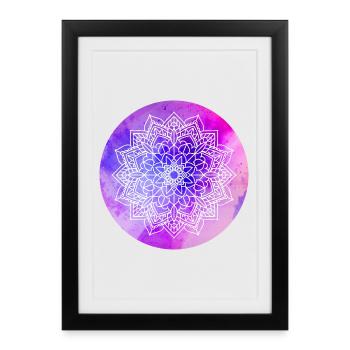 Yoga Mandala Violet Watercolor Circle Meditation om - Framed poster (27 × 37 cm) - black - Front