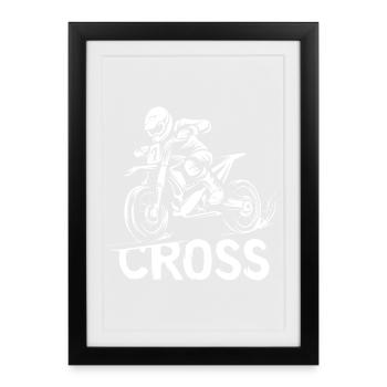 Motocross and Supermoto - Offroad Biker Logo - Framed poster (27 × 37 cm) - black - Front