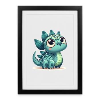 Stegosaurus Baby Dino Babydino Dinobaby Cadeau - Affiche encadrée (27 × 37 cm) - noir - Devant