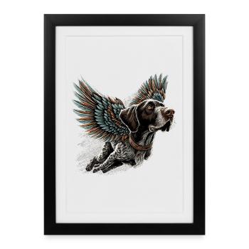 Super chien allemand à poil dur DD pointeur cadeau - Affiche encadrée (27 × 37 cm) - noir - Devant