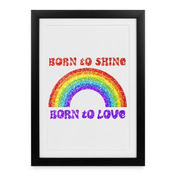 Rainbow, born to love, pride, LGBTQ+ - Framed poster (27 × 37 cm) - black - Front