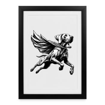 Super chien braque de Weimar Weimi Cape Cape cadeau - Affiche encadrée (27 × 37 cm) - noir - Devant