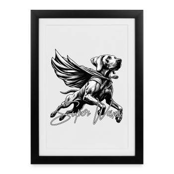 Super chien braque de Weimar Weimi Cape Cape cadeau - Affiche encadrée (27 × 37 cm) - noir - Devant