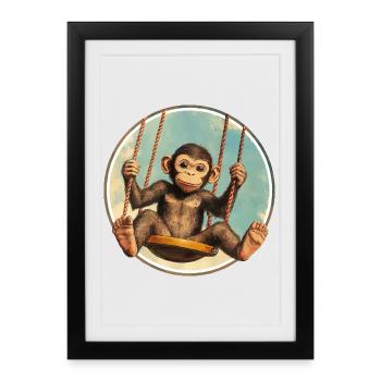 Balançoire de singe – restez détendu ! - Affiche encadrée (27 × 37 cm) - noir - Devant