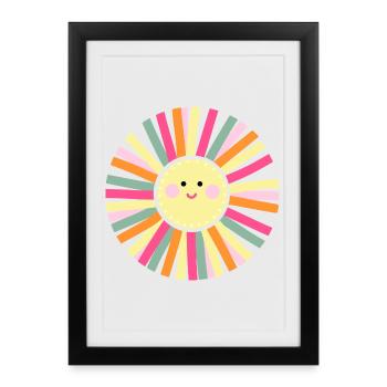 Le soleil vous met de bonne humeur, un soleil coloré - Affiche encadrée (27 × 37 cm) - noir - Devant