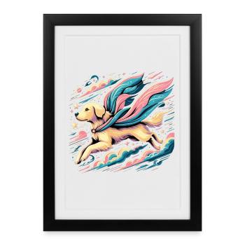 Super Dog Golden Retriever Goldie Cape Gift - Framed poster (27 × 37 cm) - black - Front