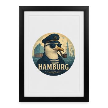 Captain Seagull – Hamburg Style - Framed poster (27 × 37 cm) - black - Front