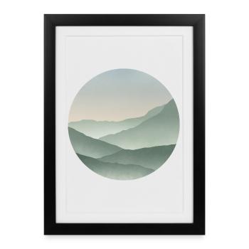 Montagnes aux tons pastel Sérénité - Affiche encadrée (27 × 37 cm) - noir - Devant