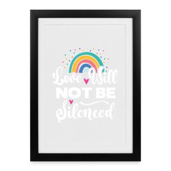 Mois de la fierté LGBTQ - L’amour ne sera pas réduit au silence - Affiche encadrée (27 × 37 cm) - noir - Devant