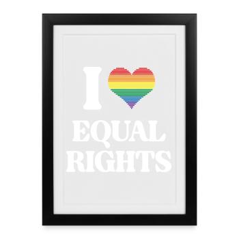 Mois de la fierté LGBTQ - J’aime l’égalité des droits - Affiche encadrée (27 × 37 cm) - noir - Devant